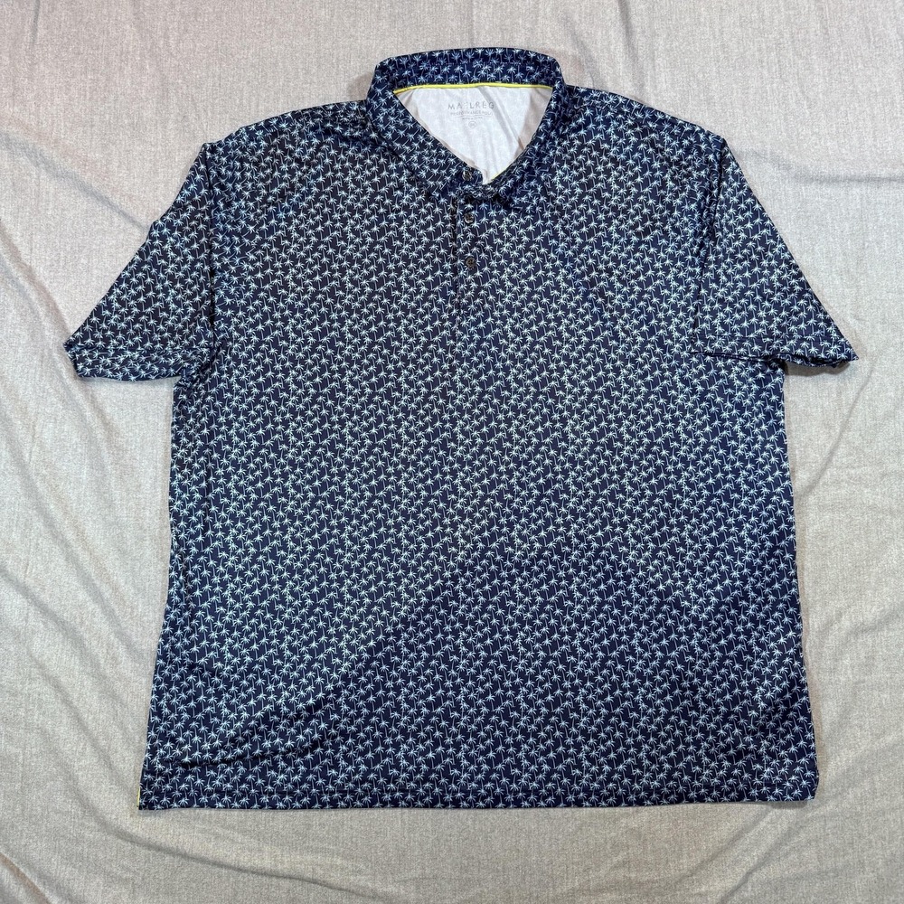 Maelreg Polo Shirt Mens 3XL Palm‎ Tree Print Performance Stretch Golf Casual